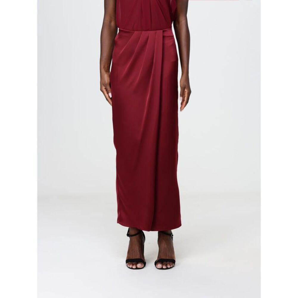 Hanita Women Hanita Draped High-Waisted Satin Long Pencil Skirt